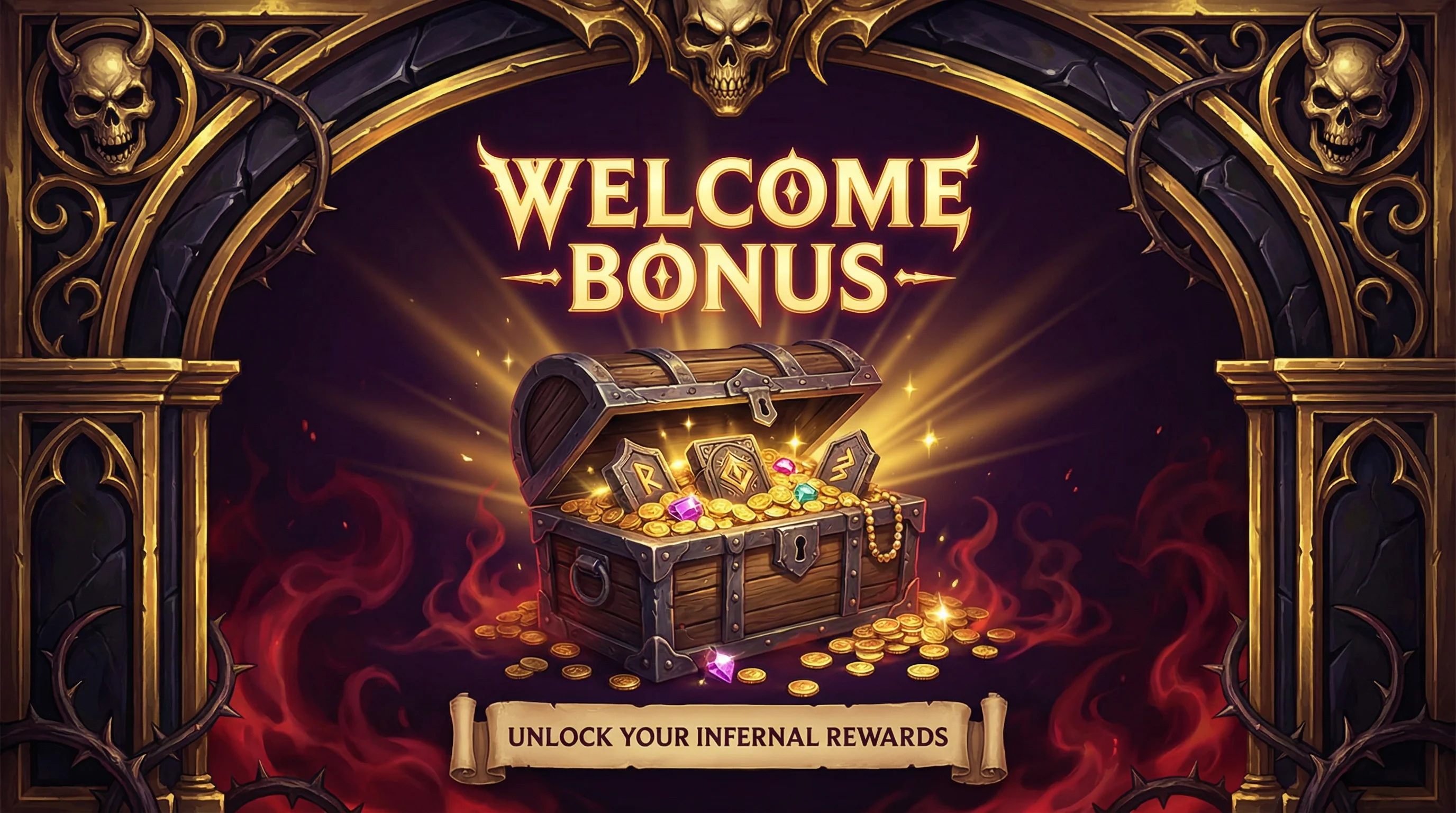 Bônus de boas-vindas do ktobet com baú de tesouros e moedas de ouro